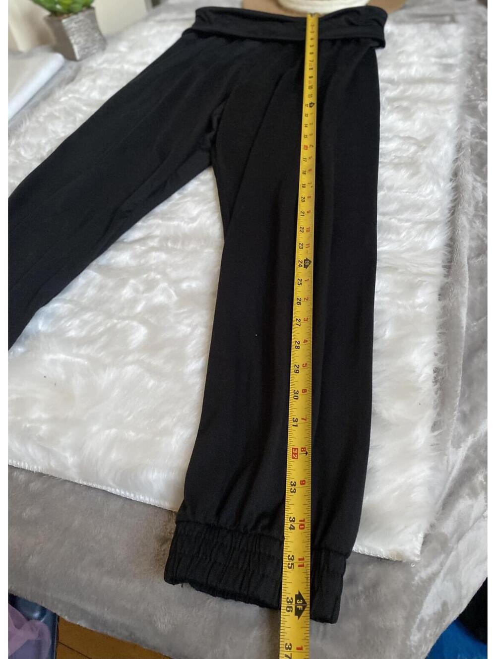 BBJ Black High Waist Relaxed Fit Pants with Elastic Cuffs Large - Picture 2 of 4